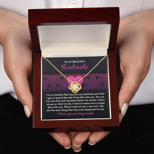 To My Beautiful Soulmate Necklace, Valentine Jewelry For Women, Valentine Gift For My Wife, Unique Valentine Gifts For Her, Valentine For Her Gift