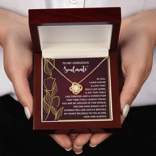 To My Gorgeous Soulmate Necklace, Sterling Silver Necklace For Girlfriend, Valentine Gift For Wife From Husband, Necklace For Girlfriend Gold