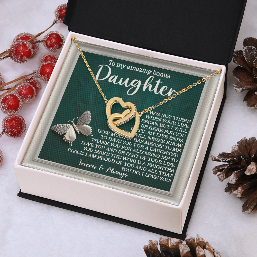 To My Amazing Bonus Daughter Necklace, Daughter Birthday Card From Mom, Birthday Gifts For Adult Daughter, Daughter Gifts From Mom Unique
