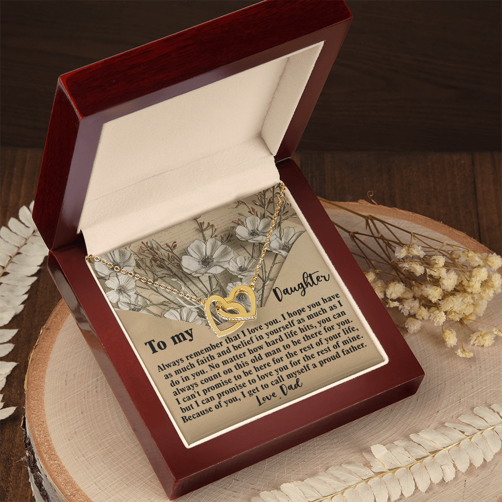 To My Daughter Necklace, Necklace For Daughter From Dad, Father Daughter Necklace Gold, Daddy Loves You Daughter Gift