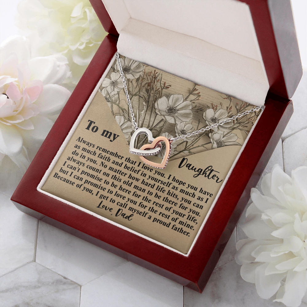 To My Daughter Necklace, Necklace For Daughter From Dad, Father Daughter Necklace Gold, Daddy Loves You Daughter Gift