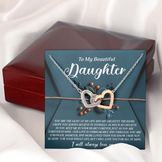 To My Beautiful Daughter Necklace, To My Daughter Necklace From Mom, Mother Day Gifts For Daughters Adult, To My Daughter Necklace From Dad