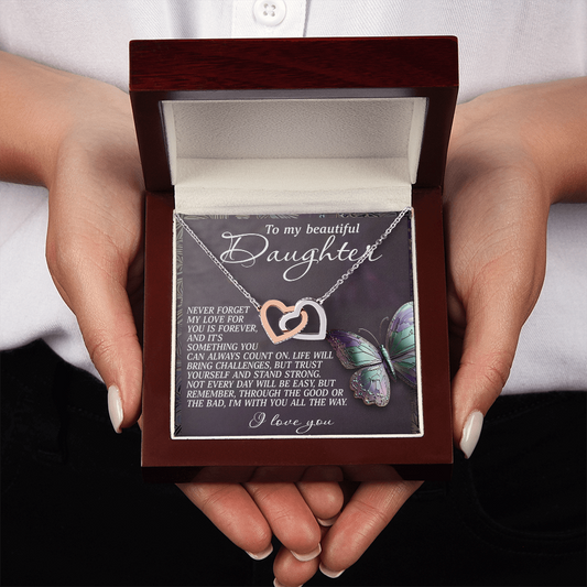 To My Beautiful Daughter Necklace, Daughter Necklace From Daddy Heart, My Daughter Is My Valentine, Father Daughter Gifts Necklace