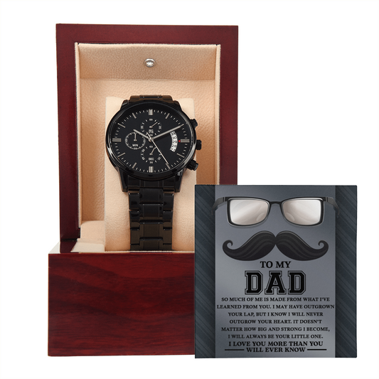 To My Dad Black Chronograph Watch, Black Chronograph Watch For Man, Watch For Man With Black, Watch For Man On Sale Clearance