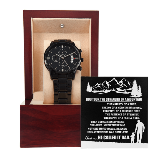 To My Dad Black Chronograph Watch, Father Of The Bride Gifts, Birthday Gift For Dad From Son, Birthday Gift For Dad From Son