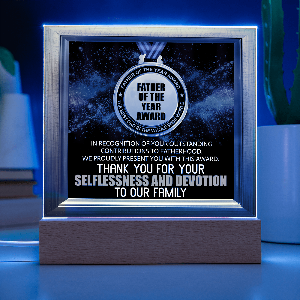 Father Of The Year Award Award Square Acrylic, Acrylic Dad Gifts From Child, Birthday Gift For Dad From Daughter