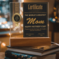 Certificate Of Achievement Mom Square Acrylic, Gift From Loving Child To Mom, Gifts For Moms From Kids, Mom Gifts Home Decor