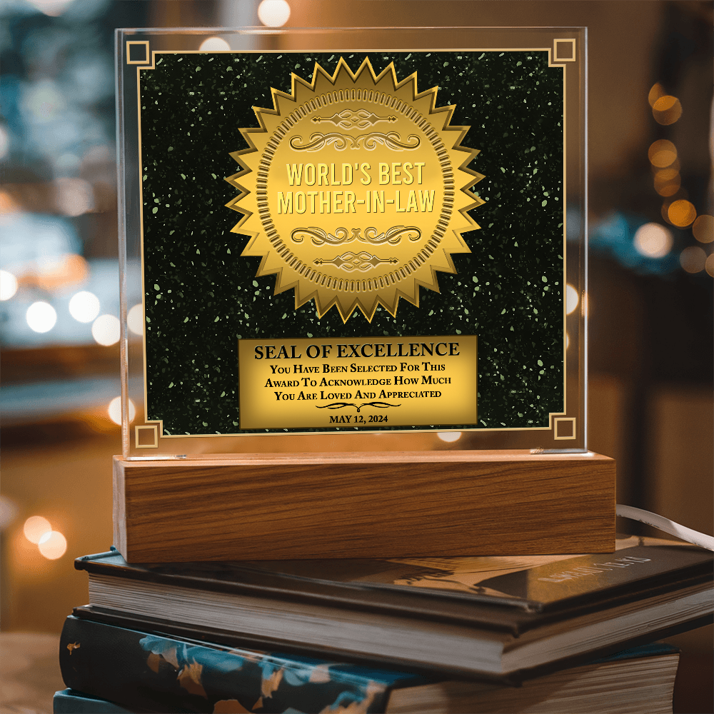 World's Best Mother-In-Law Square Acrylic, Best Birthday Gift For Mother In Law, Mother In Law Gifts From Son In Law, Mother In Law Christmas
