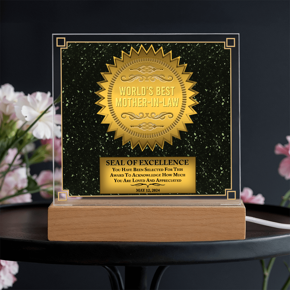 World's Best Mother-In-Law Square Acrylic, Best Birthday Gift For Mother In Law, Mother In Law Gifts From Son In Law, Mother In Law Christmas