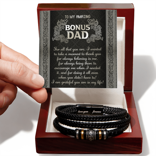 To My Amazing Bonus Dad Bracelet, To My Dad From Son, Dad Gifts From Wife And Son, Dad Presents From Son