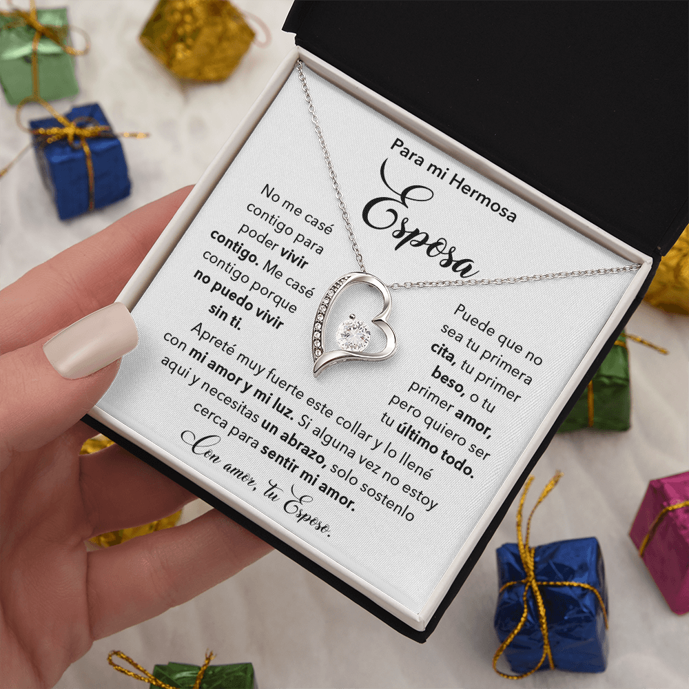 Regalo Para Esposa, Detalles Para Mi Esposa, Mensaje Para Mi Esposa - Forever Love Necklace - ESP_BR2_NLNM5_2