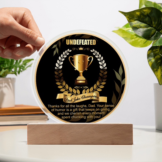 Dad Joke Champion Round Acrylic, Birthday Gift For Dad From Daughter, Dad Birthday Gifts From Daughter, Dad Birthday Gifts From Son