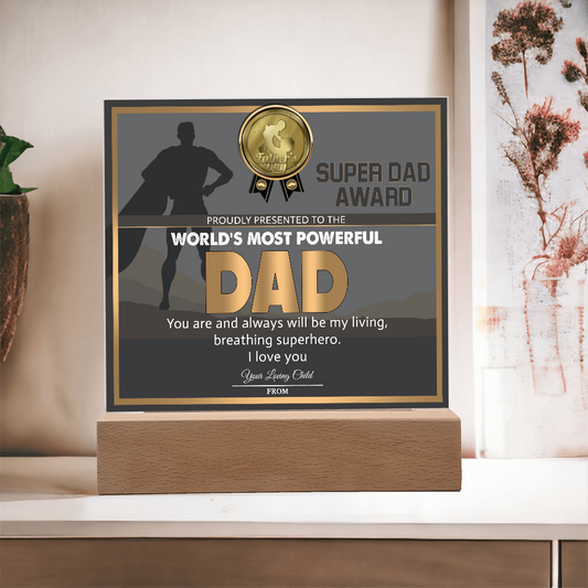 Super Dad Award Square Acrylic, Gifts For Father From Daughter, Birthday Gift For Dad From Kids, Birthday Gift For Dad From Kids