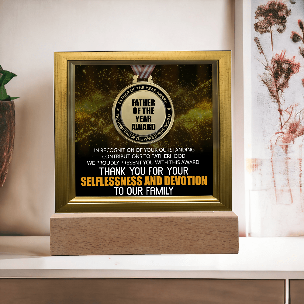 Father Of The Year Award Award Square Acrylic, Acrylic Dad Gifts From Child, Birthday Gift For Dad From Daughter