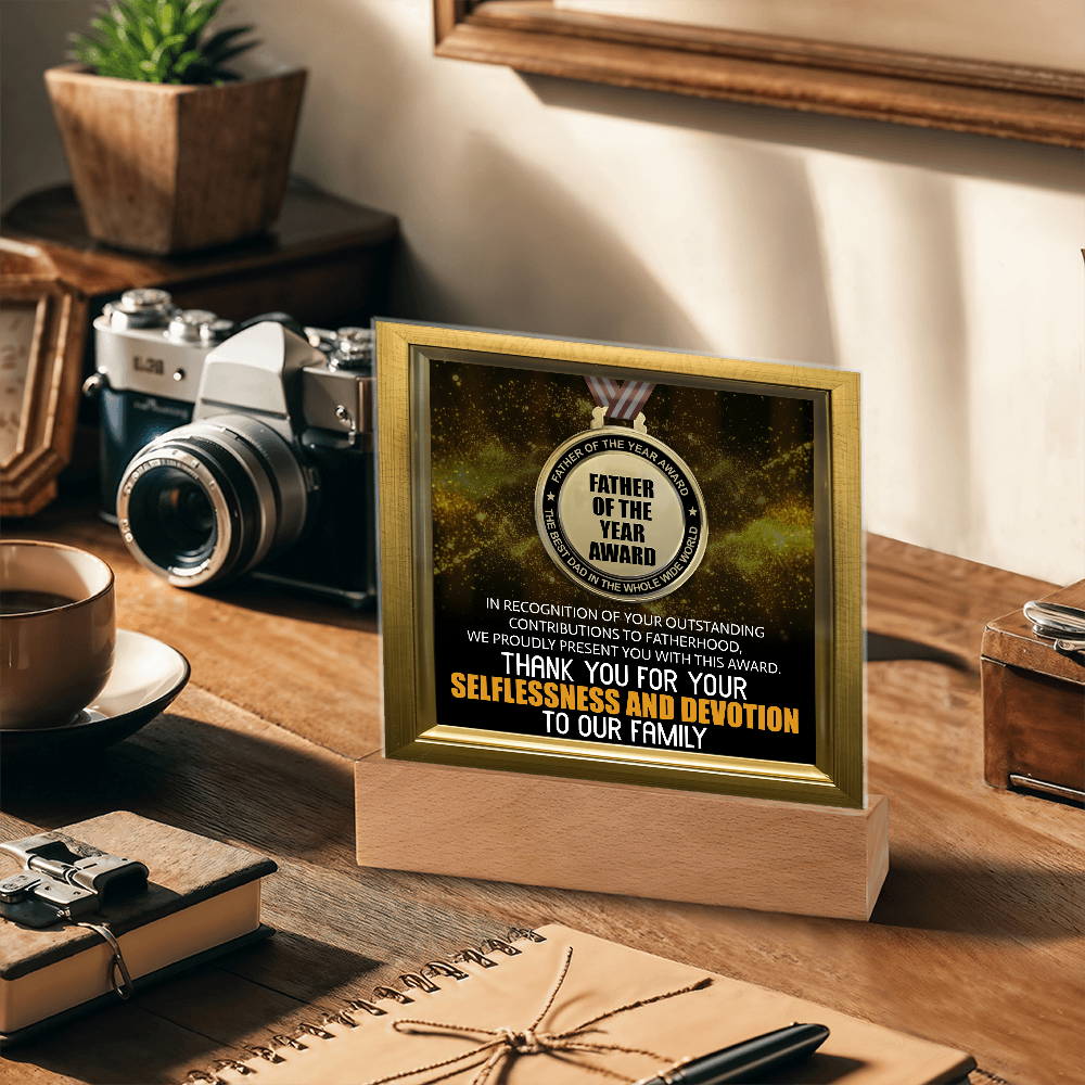 Father Of The Year Award Award Square Acrylic, Acrylic Dad Gifts From Child, Birthday Gift For Dad From Daughter