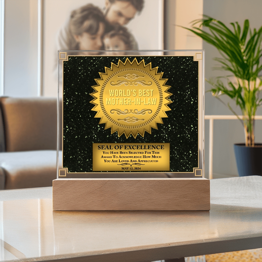 World's Best Mother-In-Law Square Acrylic, Best Birthday Gift For Mother In Law, Mother In Law Gifts From Son In Law, Mother In Law Christmas