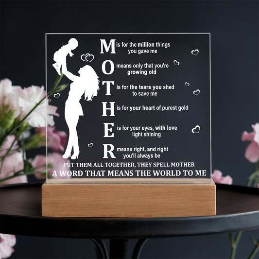 To My Mother Square Acrylic, Acrylic For Mom From Daughter, Mothers Day Gifts For Mom Acrylic, Gifts For Her Birthday Mom
