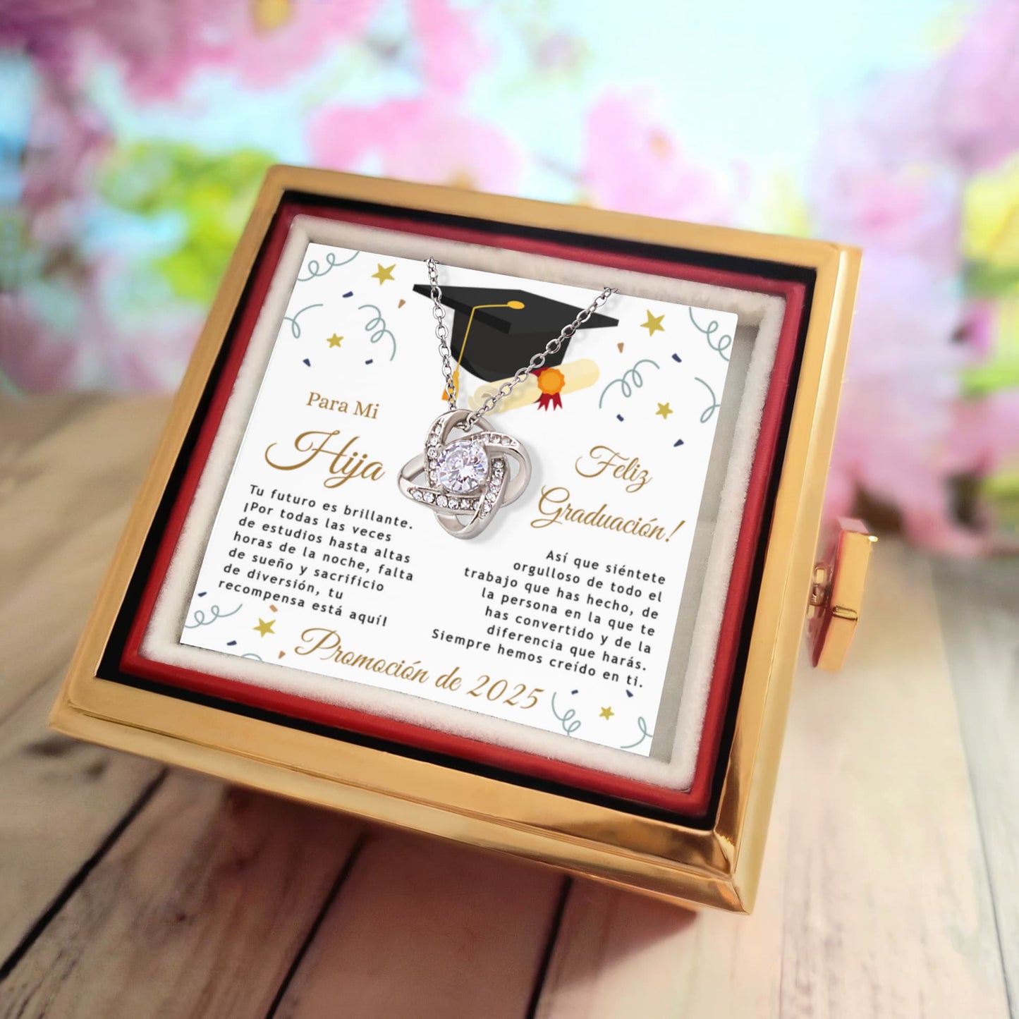 Regalo De Graduación Para Hija, Caja De Rosas Eternas, Collar De Graduacion 2024 - HIGR-RO-BR3-104-3