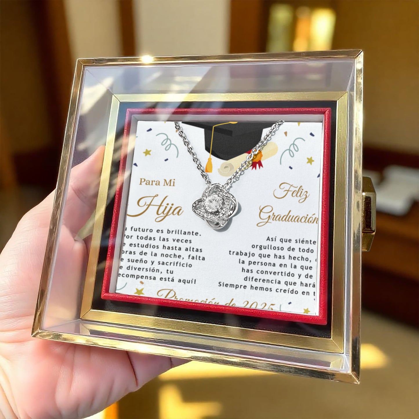 Regalo De Graduación Para Hija, Caja De Rosas Eternas, Collar De Graduacion 2024 - HIGR-RO-BR3-104-3